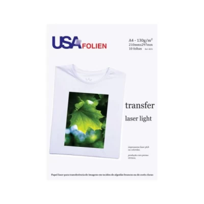 Papel Transfer Laser A4 130g para Tecido Claro Pct C/10 Folhas - Usa Folien