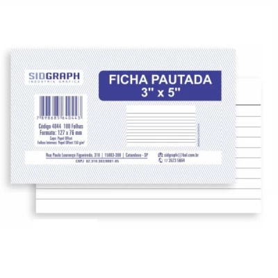 Ficha Pautada 3" X 5" Pacote C/100un Sidgraph