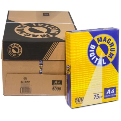 Papel Sulfite A4 75g/m² Caixa C/10 Resmas - C/5000 Fls - Magnun