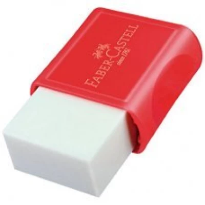 Borracha Branca Max Pequena Proteção Plástico Vermelho - Faber Castell