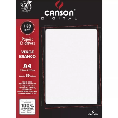 Papel Verge Branco 180g A4 Pct C50 Fls - Canson