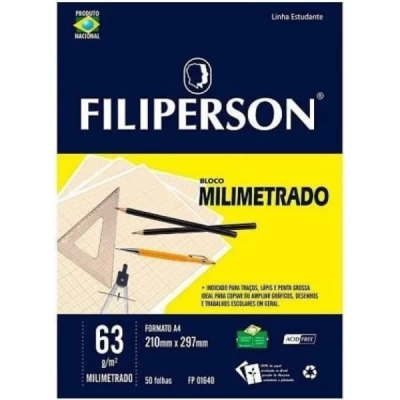 Bloco Milimetrado A4 63g C/50 Folhas - Filiperson