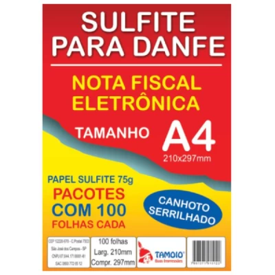 Papel Sulfite para NF A4 - 75g - C/100 Folhas - Tamoio