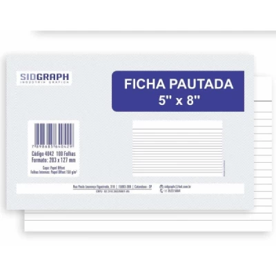 Ficha Pautada 5" X 8" Pacote C/100un Sidgraph