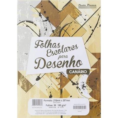 Papel Para Desenho A4 Branco 180g C/50 Folhas - Pauta Branca