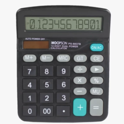 Calculadora 12 Dígitos Solar e Pilha AAA Números Grandes Função Raiz Quadrada PS-8837B - Hoopson