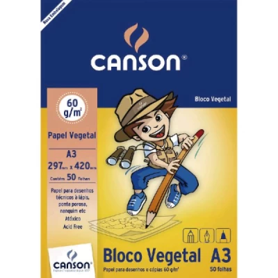 Bloco de Papel Vegetal A3 60g C/50 Folhas - Canson