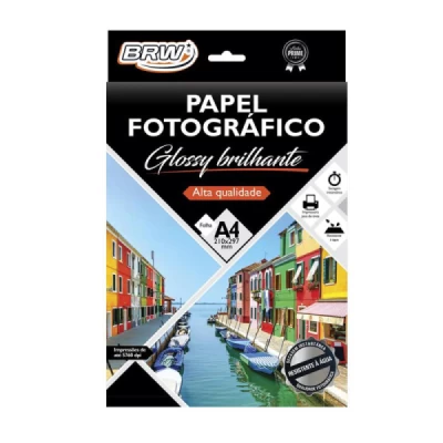 Papel Fotográfico A4 Glossy Pct C/50 folhas 180g – BRW