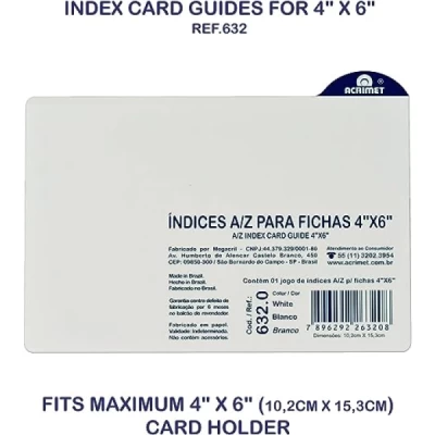 Índice para Fichário, de A a Z, 4" X 6" Cartão - Acrimet