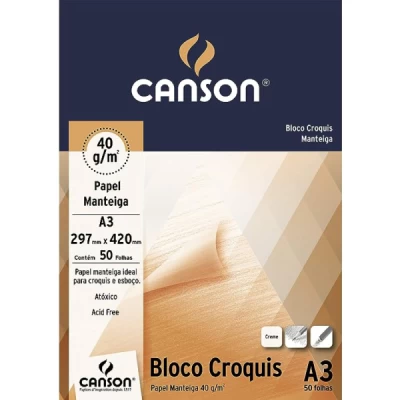 Bloco Croquis Manteiga (Creme) A3 40g C/50 Folhas - Canson