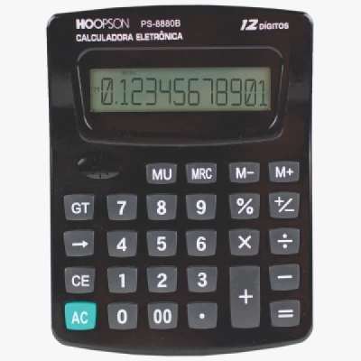 Calculadora 12 Dígitos Pilha AAA Números Grandes Função Raiz Quadrada PS-8880B - Hoopson