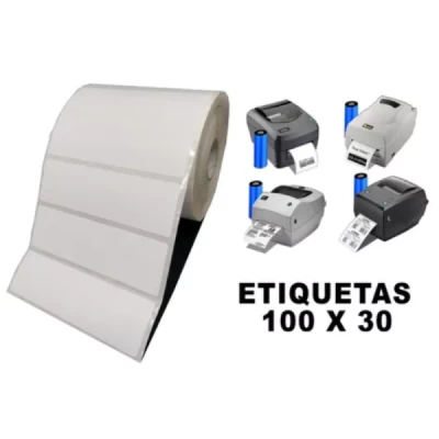 Rolo de Etiquetas Adesiva p/ Impressora Térmica - 100mm x 30mm - Grespan