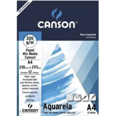 Bloco para Aquarela A4 C/12 Folhas 300g - Canson