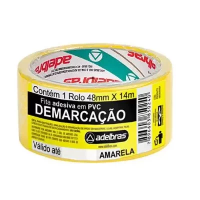 Fita Plástica Demarcação Amarela - 48mm X 14m - Adelbras