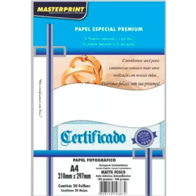 Papel Fotográfico A4 170g Pct C/100 Folhas Matte Fosco - Masterprint