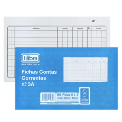 Ficha de Conta Corrente Número 3A 5" X 8" Pacote C/100 folhas - Tilibra