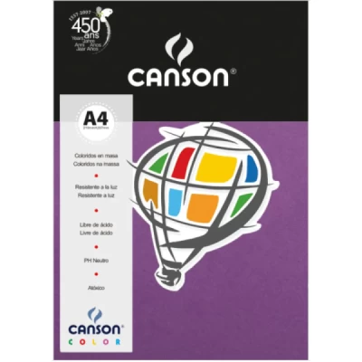 Papel Color A4 180g C/10 Folhas - Nas Cores - Violeta, Rosa Escuro, Lilás e Azul Marinho - Canson