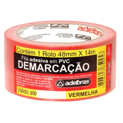 Fita Plástica Demarcação Vermelha - 48mm X 14m - Adelbras