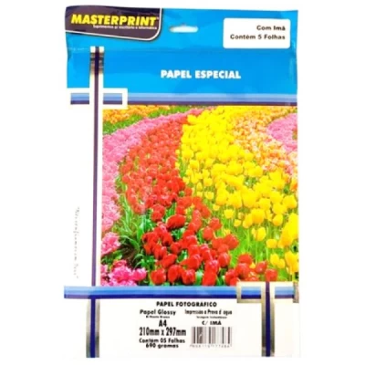 Papel Fotográfico A4 Glossy Pct C/05 folhas 690g - Masterprint