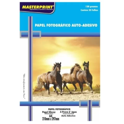 Papel Fotográfico A4 Glossy Auto Adesivo Pct C/20 folhas 130g - Masterprint