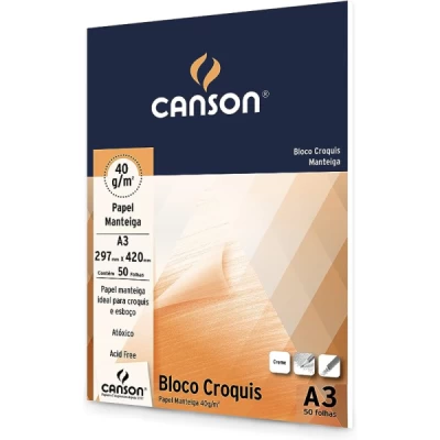 Bloco Croquis Manteiga (Creme) A3 40g C/50 Folhas - Canson